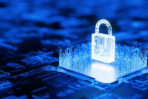 Glowing gold padlock representing IT strategy and security